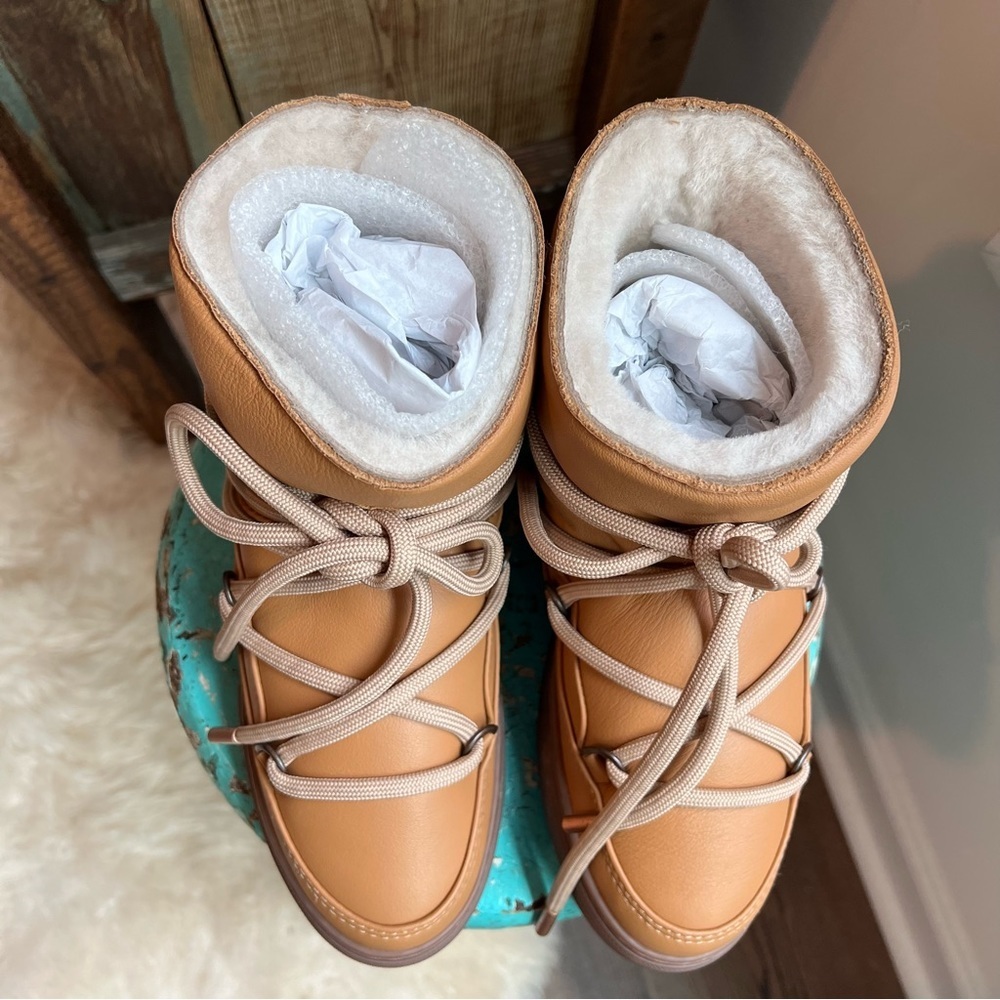 NWT Anthropologie INUIKII Napa Boots Leather Sneaker Genuine Shearling - Picture 10 of 13